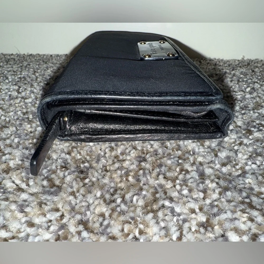 Kate spade black nylon trifold snap wallet